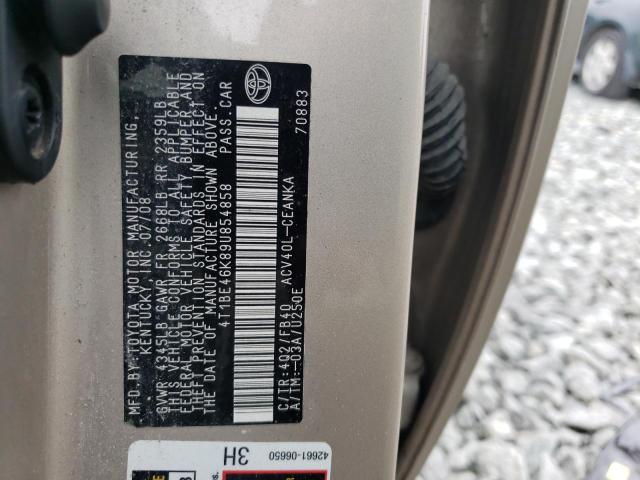 Photo 10 from auction – 2009 TOYOTA CAMRY BASE with VIN 4T1BE46K89U854858