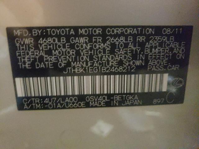 Photo 10 from auction – 2011 LEXUS ES 350 with VIN JTHBK1EG1B2468212