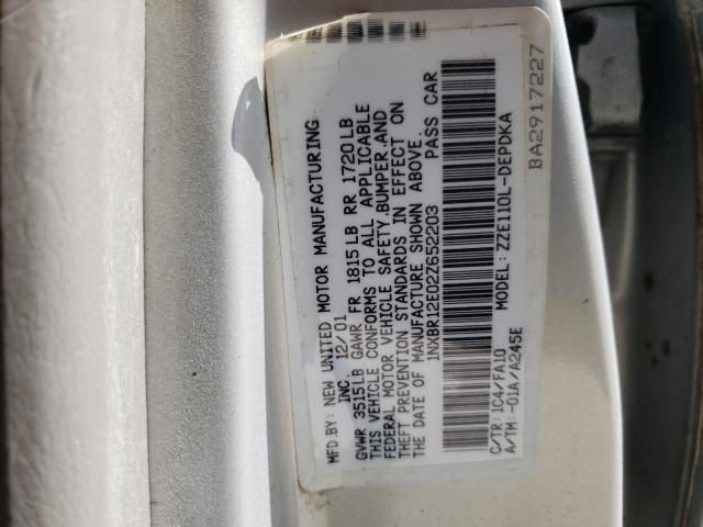 Photo 10 from auction – 2002 TOYOTA COROLLA CE with VIN 1NXBR12E02Z652203