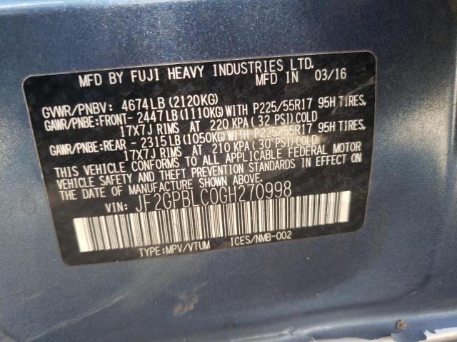 Photo 10 from auction – 2016 SUBARU CROSSTREK with VIN JF2GPBLC0GH270998