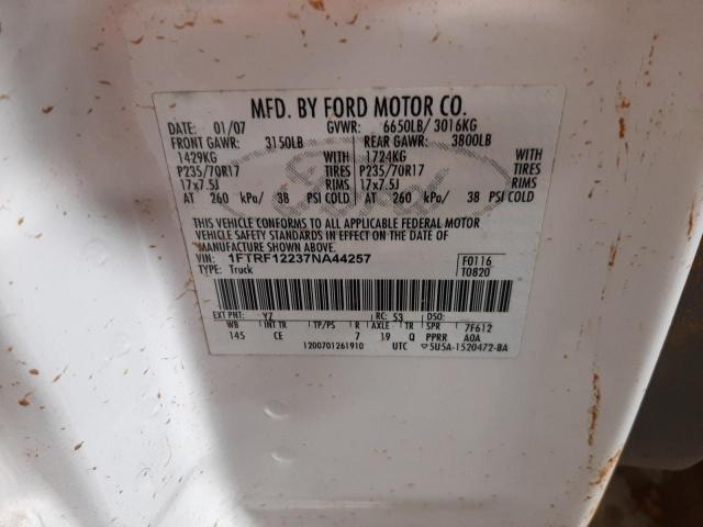 Photo 10 from auction – 2007 FORD F150 with VIN 1FTRF12237NA44257