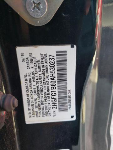 Photo 10 from auction – 2010 HONDA CIVIC LX with VIN 2HGFG1B60AH530237