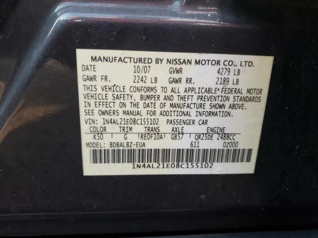 Photo 10 from auction – 2008 NISSAN ALTIMA 2.5 with VIN 1N4AL21E08C155102