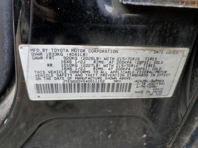 Photo 10 from auction – 2004 TOYOTA RAV4 with VIN JTEGD20V540011152