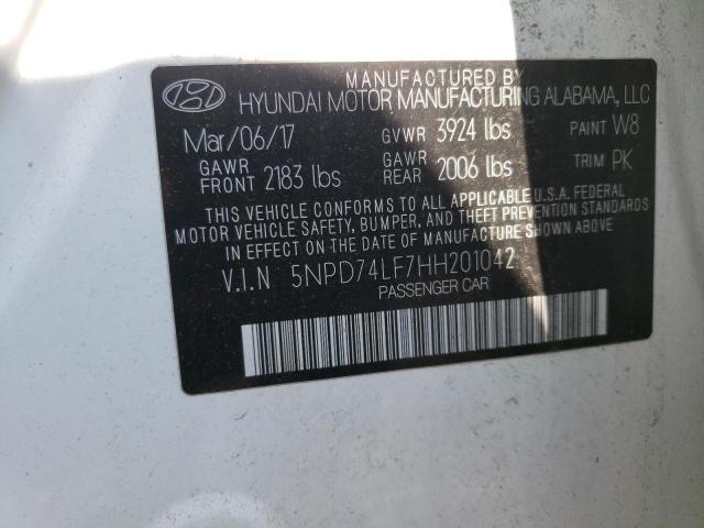 Photo 10 from auction – 2017 HYUNDAI ELANTRA SE with VIN 5NPD74LF7HH201042
