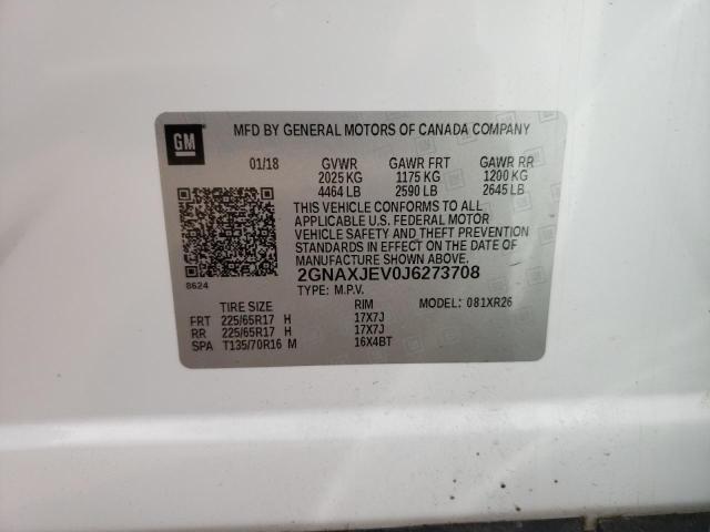 Photo 10 from auction – 2018 CHEVROLET EQUINOX LT with VIN 2GNAXJEV0J6273708