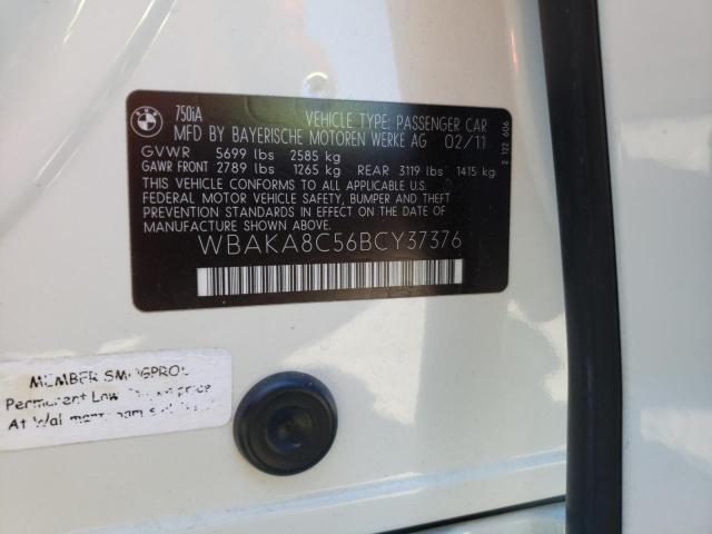 Photo 10 from auction – 2011 BMW 750I with VIN WBAKA8C56BCY37376