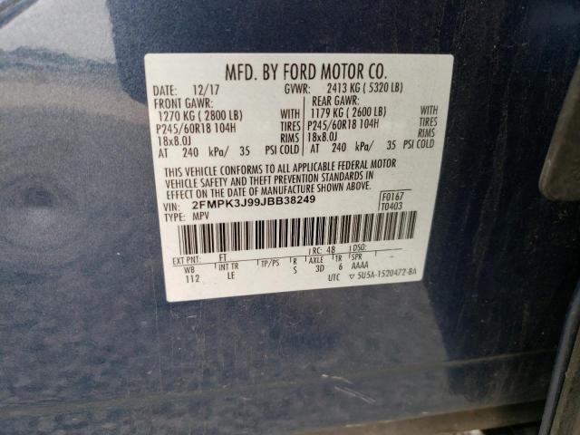 Photo 10 from auction – 2018 FORD EDGE SEL with VIN 2FMPK3J99JBB38249