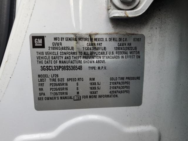 Photo 10 from auction – 2008 SATURN VUE XE with VIN 3GSCL33P98S536548