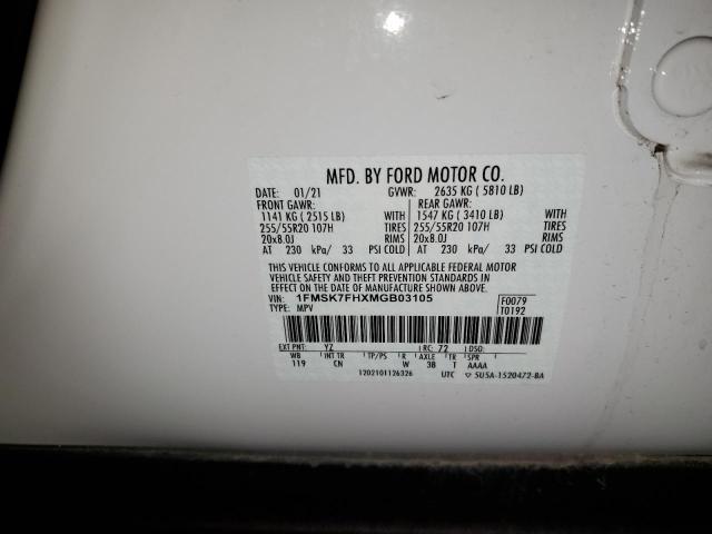 Photo 10 from auction – 2021 FORD EXPLORER L with VIN 1FMSK7FHXMGB03105