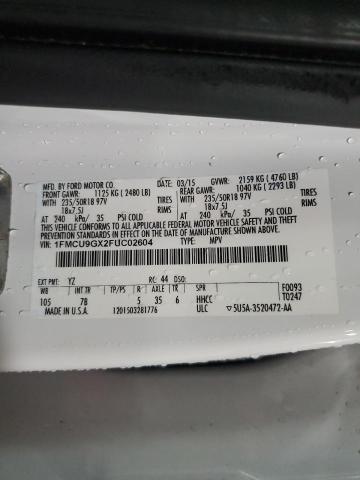 Foto 10 de la subasta – 2015 FORD ESCAPE SE con VIN 1FMCU9GX2FUC02604