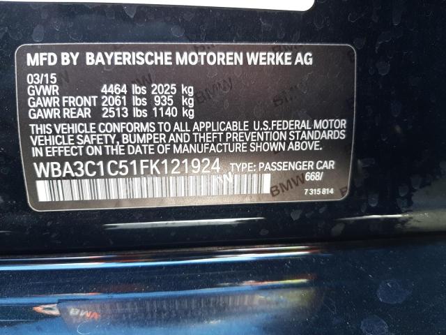 Photo 10 from auction – 2015 BMW 328 I SULE with VIN WBA3C1C51FK121924