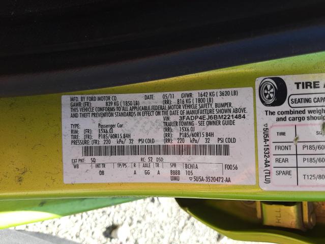 Photo 10 from auction – 2011 FORD FIESTA with VIN 3FADP4EJ6BM221484