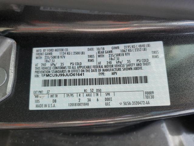 Photo 10 from auction – 2018 FORD ESCAPE TIT with VIN 1FMCU9J99JUD61641