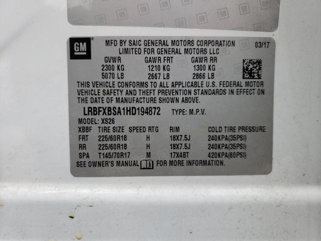 Photo 10 from auction – 2017 BUICK ENVISION E with VIN LRBFXBSA1HD194872