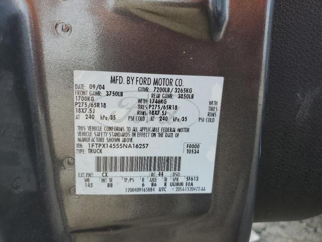 Photo 10 from auction – 2005 FORD F150 with VIN 1FTPX14555NA16257