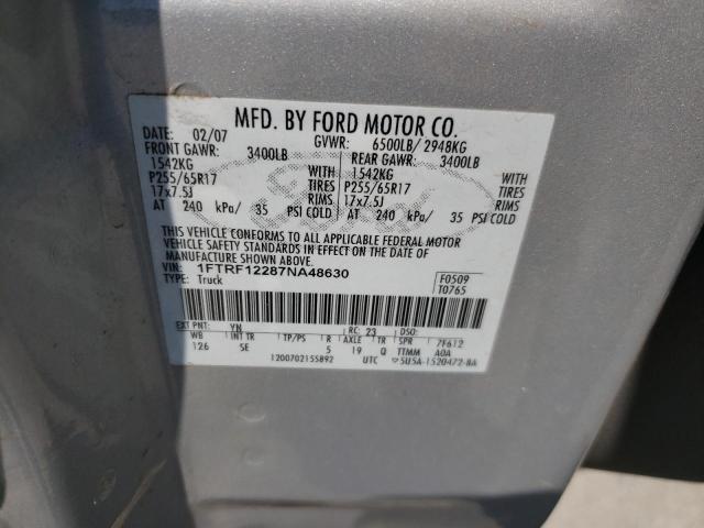 Photo 10 from auction – 2007 FORD F150 with VIN 1FTRF12287NA48630