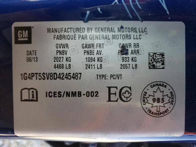 Photo 10 from auction – 2013 BUICK VERANO PRE with VIN 1G4PT5SV8D4245487
