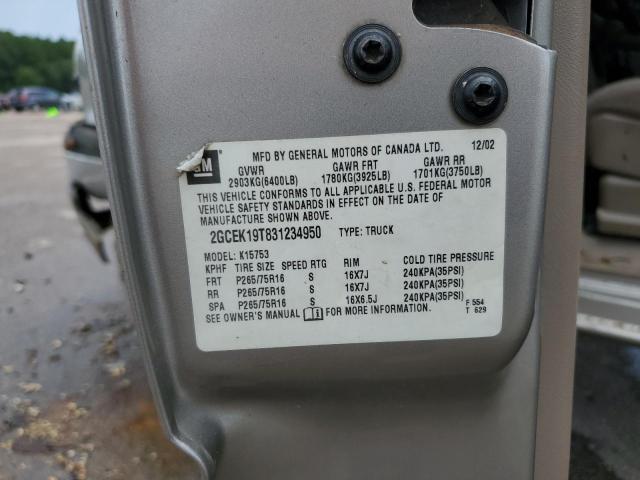 Photo 10 from auction – 2003 CHEVROLET SILVERADO with VIN 2GCEK19T831234950