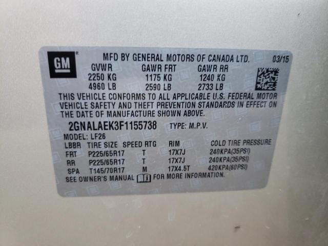 Photo 10 from auction – 2015 CHEVROLET EQUINOX LS with VIN 2GNALAEK3F1155738