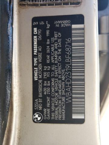 Photo 10 from auction – 1990 BMW 535 I AUTO with VIN WBAHD2319LBF68716