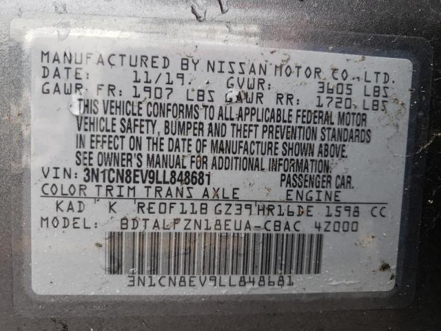 Photo 10 from auction – 2020 NISSAN VERSA SV with VIN 3N1CN8EV9LL848681