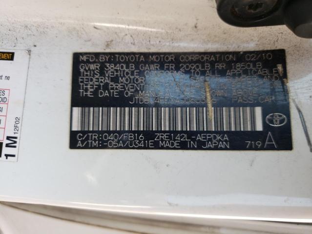 Photo 10 from auction – 2010 TOYOTA COROLLA BA with VIN JTDBU4EEXAJ060386