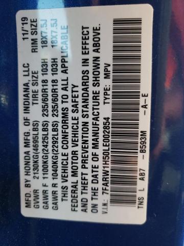 Photo 10 from auction – 2020 HONDA CR-V EX with VIN 7FARW1H50LE002854