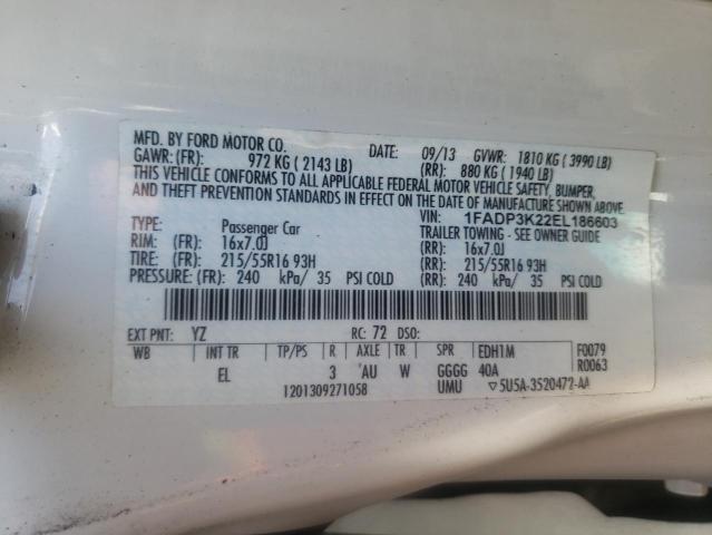 Zdjęcie 10 z aukcji – 2014 FORD FOCUS SE z VIN 1FADP3K22EL186603