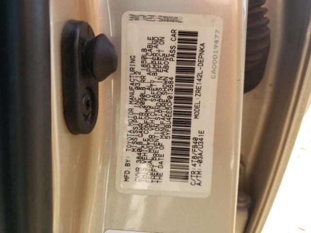 Photo 10 from auction – 2012 TOYOTA COROLLA BA with VIN 5YFBU4EE5CP013684