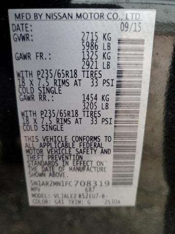 Photo 10 from auction – 2015 NISSAN PATHFINDER with VIN 5N1AR2MN1FC708319