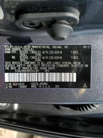 Photo 10 from auction – 2021 TOYOTA HIGHLANDER with VIN 5TDGZRBH2MS544367