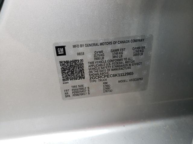 Photo 10 from auction – 2019 CHEVROLET SILVERADO with VIN 2GCRCPEC6K1112965