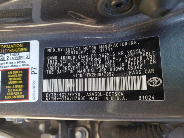 Photo 10 from auction – 2014 TOYOTA CAMRY L with VIN 4T1BF1FK2EU847992