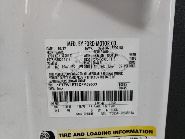 Photo 10 from auction – 2013 FORD F150 SUPER with VIN 1FTFW1ET3DFA59533