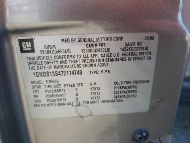 Photo 10 from auction – 2007 CHEVROLET TRAILBLAZE with VIN 1GNDS13S472114748