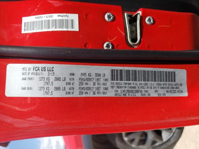 Photo 10 from auction – 2019 JEEP CHEROKEE T with VIN 1C4PJMBX9KD398740