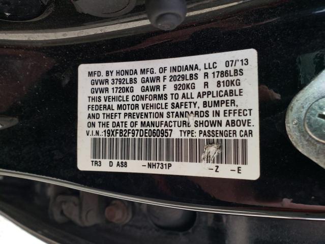 Photo 10 from auction – 2013 HONDA CIVIC EXL with VIN 19XFB2F97DE060957