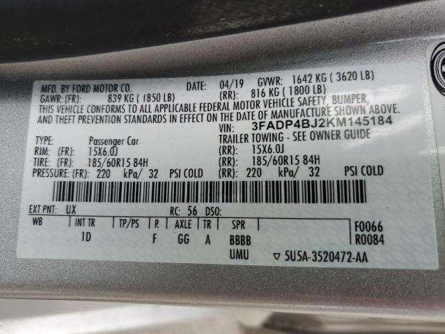 Photo 10 from auction – 2019 FORD FIESTA SE with VIN 3FADP4BJ2KM145184