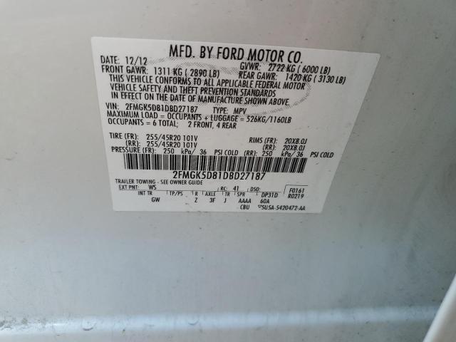 Photo 10 from auction – 2013 FORD FLEX LIMIT with VIN 2FMGK5D81DBD27187