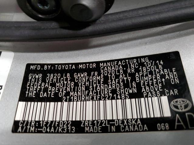 Photo 10 from auction – 2015 TOYOTA COROLLA L with VIN 2T1BURHEXFC271485