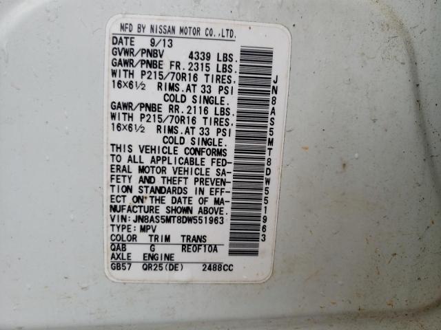 Photo 10 from auction – 2013 NISSAN ROGUE S with VIN JN8AS5MT8DW551963