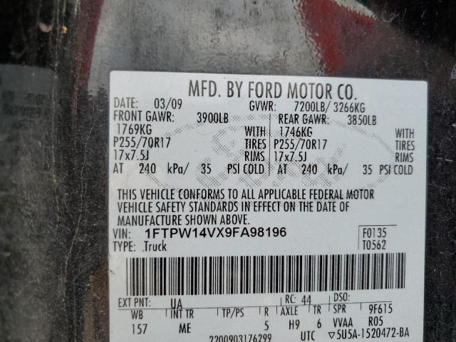 Photo 10 from auction – 2009 FORD F150 SUPER with VIN 1FTPW14VX9FA98196