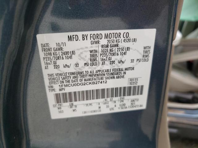 Photo 10 from auction – 2012 FORD ESCAPE XLT with VIN 1FMCU0DG2CKB27412