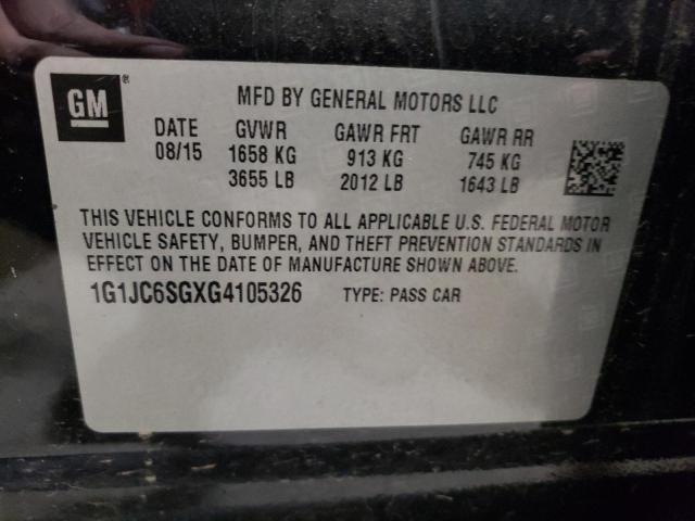 Photo 10 from auction – 2016 CHEVROLET SONIC LT with VIN 1G1JC6SGXG4105326