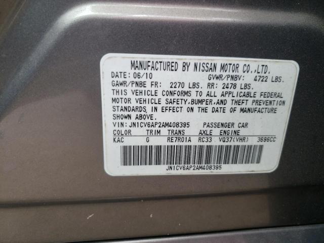 Photo 10 from auction – 2010 INFINITI G37 BASE with VIN JN1CV6AP2AM408395