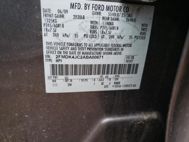 Photo 10 from auction – 2010 FORD EDGE SEL with VIN 2FMDK4JC2ABA00671