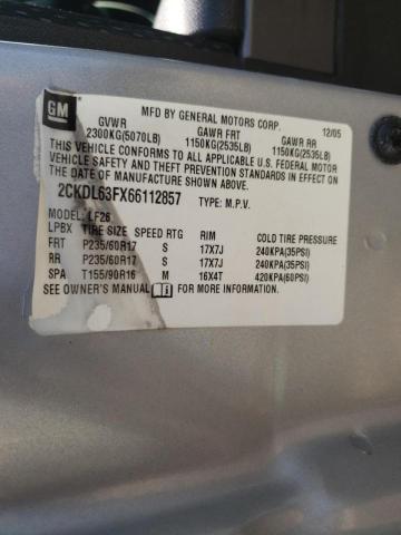 Photo 10 from auction – 2006 PONTIAC TORRENT with VIN 2CKDL63FX66112857