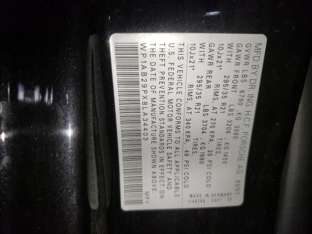 Photo 10 from auction – 2008 PORSCHE CAYENNE S with VIN WP1AB29PX8LA34403