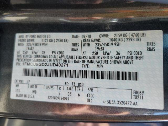 Zdjęcie 10 z aukcji – 2018 FORD ESCAPE SE z VIN 1FMCU9GD2JUD40271